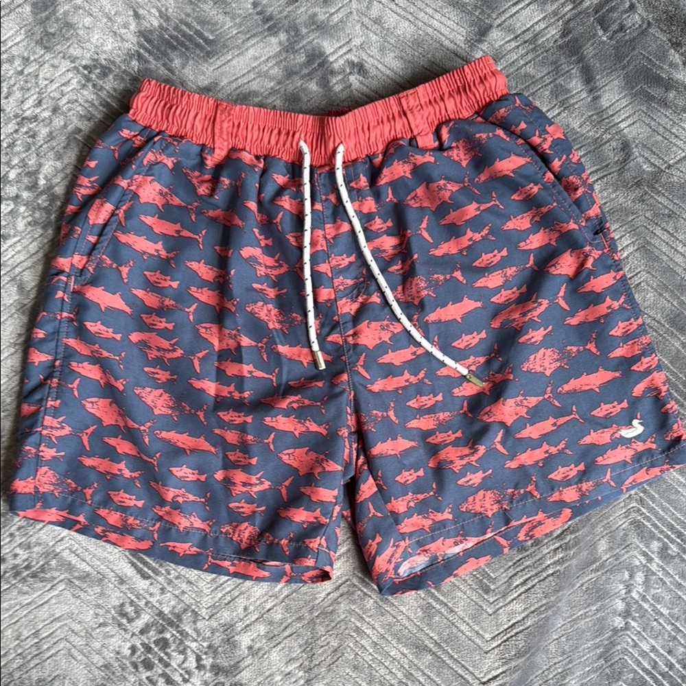 Southern Marsh Red and Blue Swim Trunks Dynamic Design